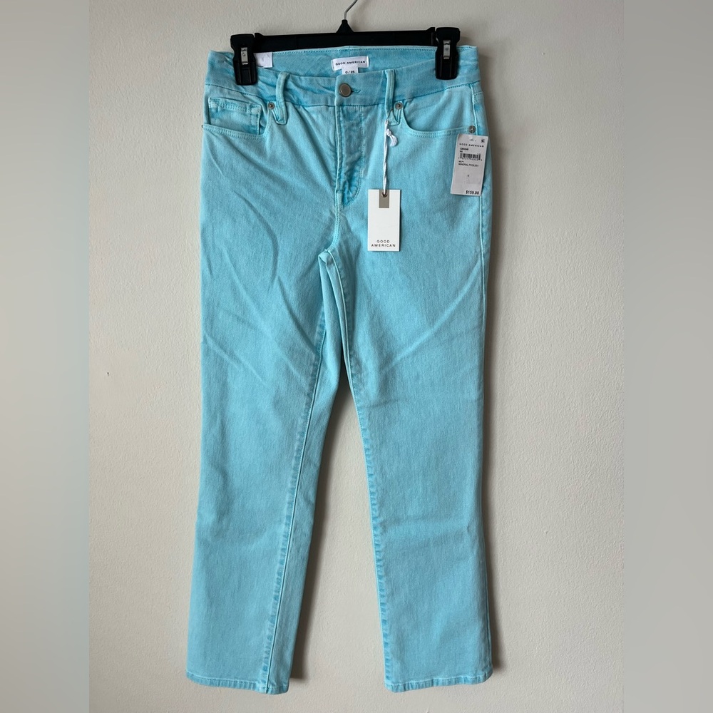 Good American Aqua Straight Leg Jeans